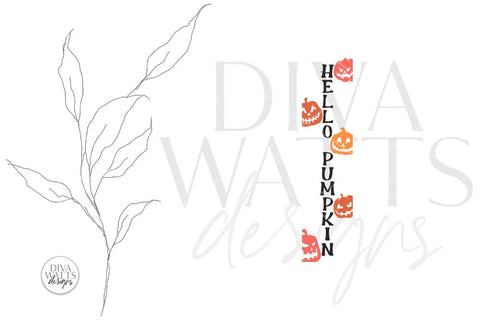 Hello Pumpkin Vertical SVG | Halloween Jack O Lantern Design SVG Diva Watts Designs 