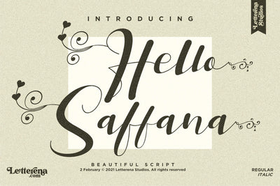 Hello Saffana Font Letterena Studios 