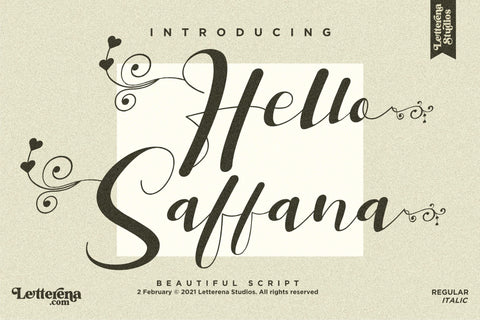 Hello Saffana Font Letterena Studios 