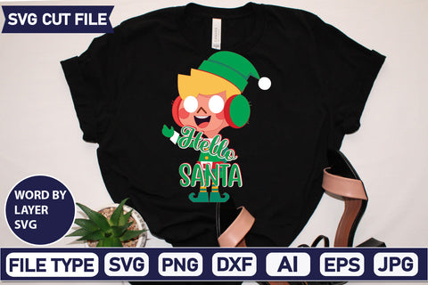 Hello Santa Svg Cut File,SVGs,quotes-and-sayings,food-drink,mini-bundles,print-cut,on-sale, SVG DesignPlante 503 