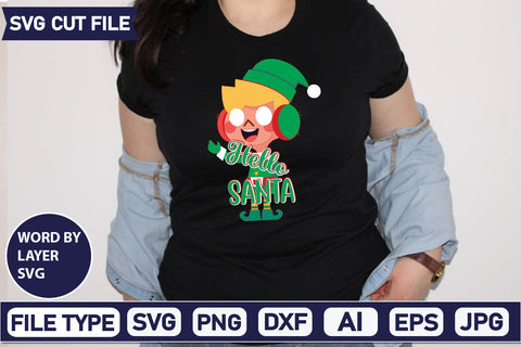 Hello Santa Svg Cut File,SVGs,quotes-and-sayings,food-drink,mini-bundles,print-cut,on-sale, SVG DesignPlante 503 