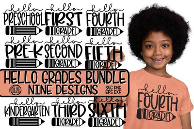 Hello School - Nine Grades Included - SVG PNG EPS DXF SVG On the Beach Boutique 