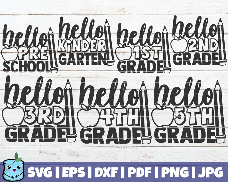 Hello School SVG Bundle SVG MintyMarshmallows 
