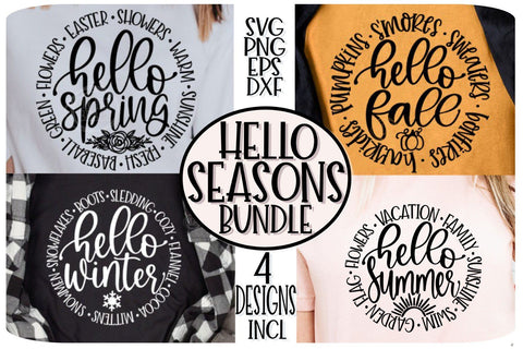 HELLO SEASONS- FALL SPRING SUMMER WINTER - SVG PNG EPS DXF SVG On the Beach Boutique 