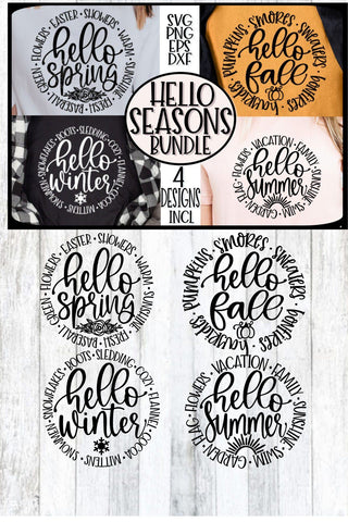 HELLO SEASONS- FALL SPRING SUMMER WINTER - SVG PNG EPS DXF SVG On the Beach Boutique 