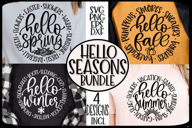 HELLO SEASONS- FALL SPRING SUMMER WINTER - SVG PNG EPS DXF SVG On the Beach Boutique 