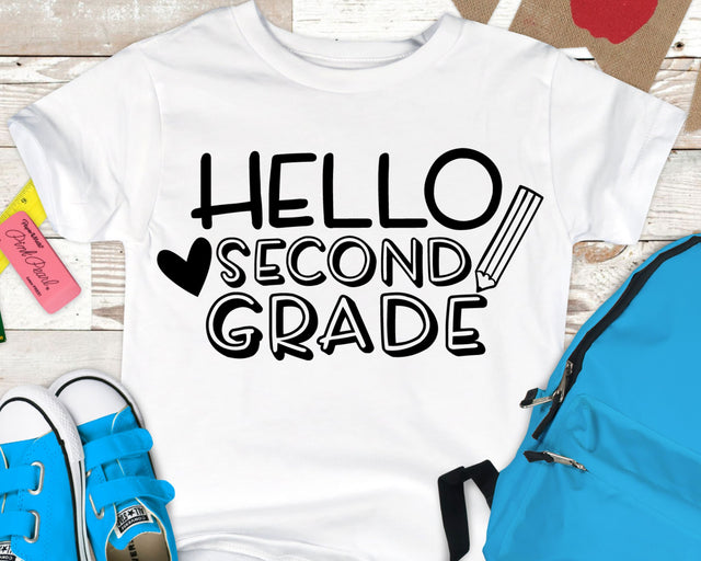 Hello Second Grade - Back to School SVG SVG She Shed Craft Store 