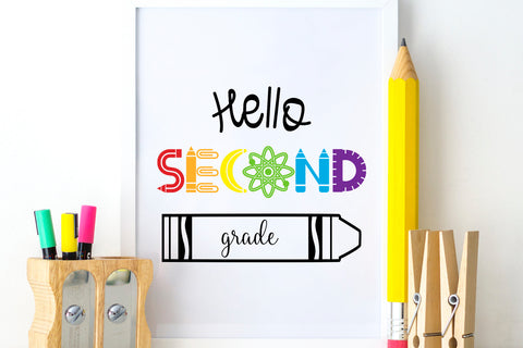 Hello Second Grade Crayon SVG Sublimatiz Designs 