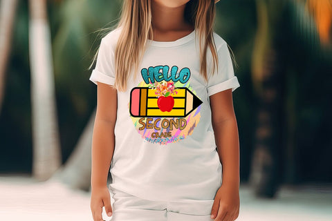 Hello Second Grade PNG I First Day School Shirt PNG I School Sublimation Happy Printables Club 