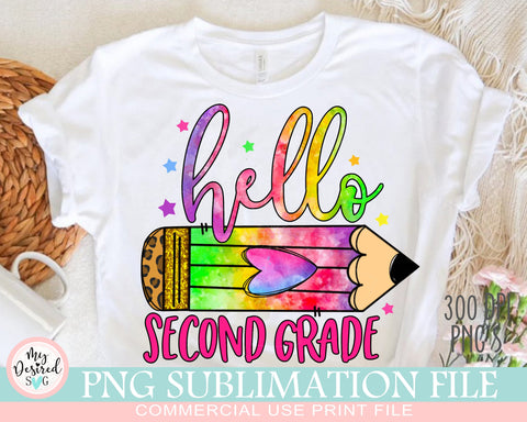 Hello Second Grade PNG, School Designs, Back to School 2nd grade Design, Second Grade Shirt, Gift Teachers, Sublimation Designs Downloads Sublimation MyDesiredSVG 