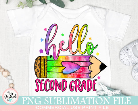 Hello Second Grade PNG, School Designs, Back to School 2nd grade Design, Second Grade Shirt, Gift Teachers, Sublimation Designs Downloads Sublimation MyDesiredSVG 