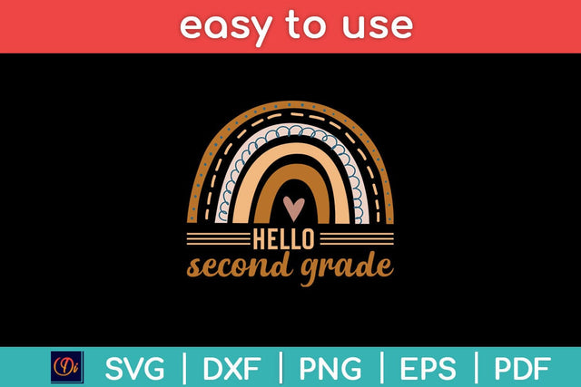 Hello Second Grade Retro Rainbow Svg Design SVG artprintfile 