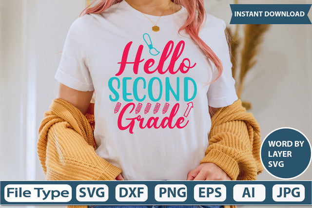 Hello Second Grade Svg Cut File SVG DesignPlante 503 