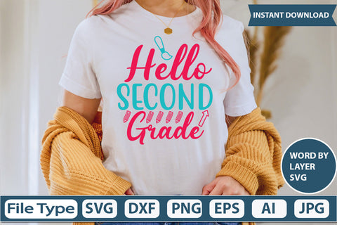 Hello Second Grade Svg Cut File SVG DesignPlante 503 