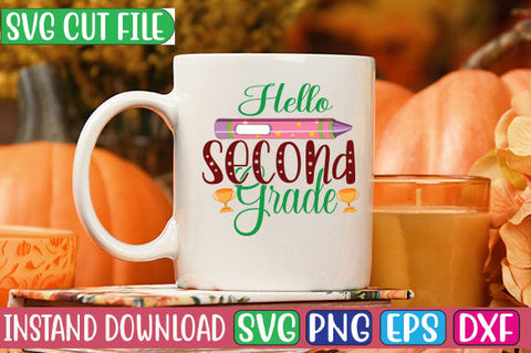 Hello Second Grade SVG Cut File SVGs, Quotes and Sayings, Food & Drink, Holiday,On Sale, SVG Studio Innate 