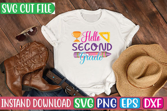 Hello Second Grade SVG Cut File SVGs, Quotes and Sayings, Food & Drink, Holiday,On Sale, SVG Studio Innate 