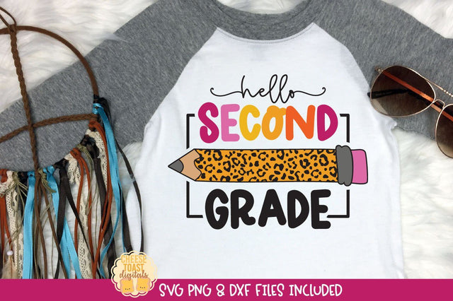 Hello Second Grade SVG | School Leopard Print Pencil Design SVG Cheese Toast Digitals 