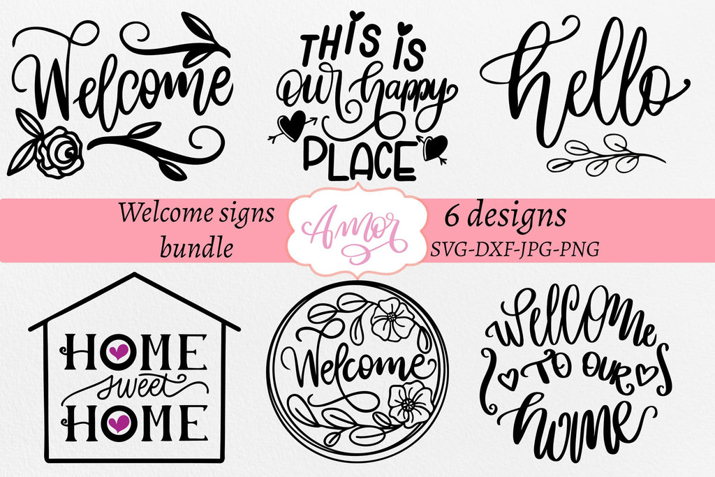 Hello sign svg Mini bundle, welcome sign svg - So Fontsy