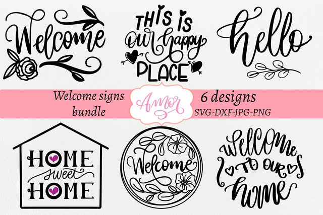 Hello sign svg Mini bundle, welcome sign svg SVG Amorclipart 