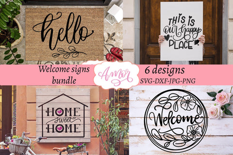 Hello sign svg Mini bundle, welcome sign svg SVG Amorclipart 