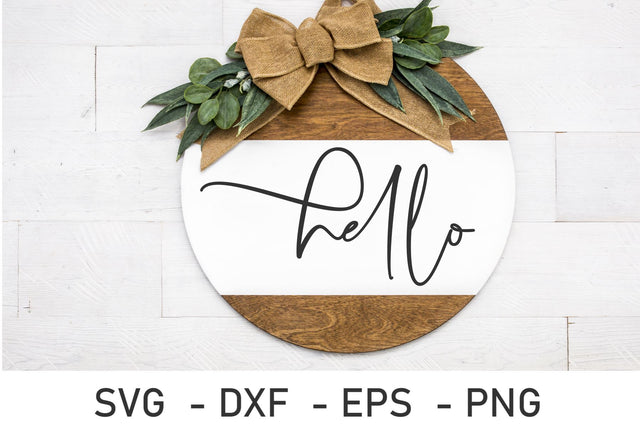 hello Sign SVG, Quotes svg, for round wood sign SVG Chamsae Studio 