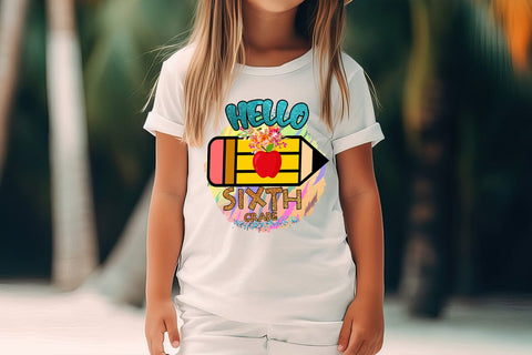 Hello Sixth Grade PNG I First Day School Shirt PNG I School Sublimation Happy Printables Club 