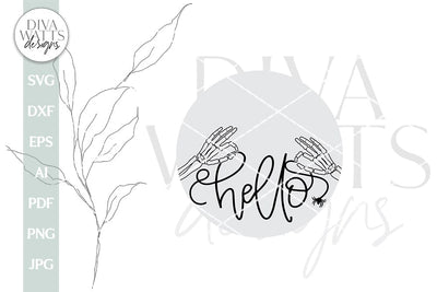 Skeleton Hello. Sign Hello Skeleton SVG For Halloween Door Hanger SVG For Halloween Front D ...
