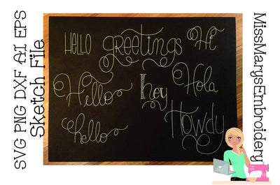 Hello Sketch File Set | Foil Quill | Drawing Sketch DESIGN MissMarysEmbroidery 