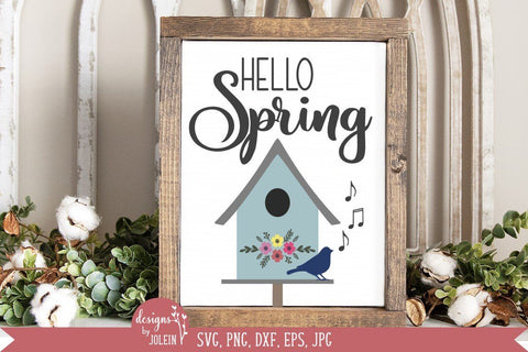 Hello Spring, Birdhouse SVG SVG Designs by Jolein 
