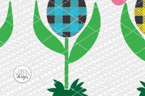 Hello Spring Buffalo Plaid Tulips SVG | Solid Version Included | Farmhouse Sign SVG Diva Watts Designs 