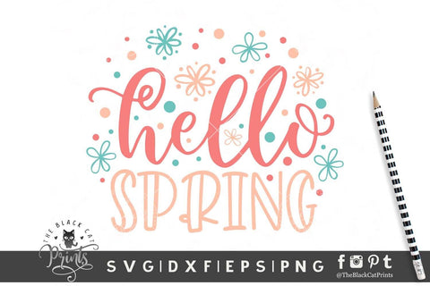 Hello Spring cut file SVG TheBlackCatPrints 