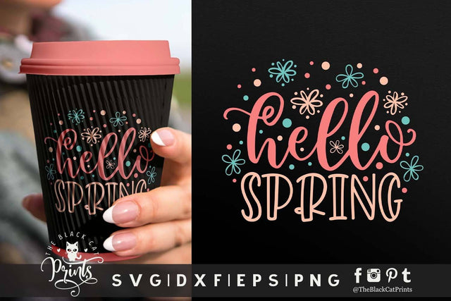 Hello Spring cut file SVG TheBlackCatPrints 