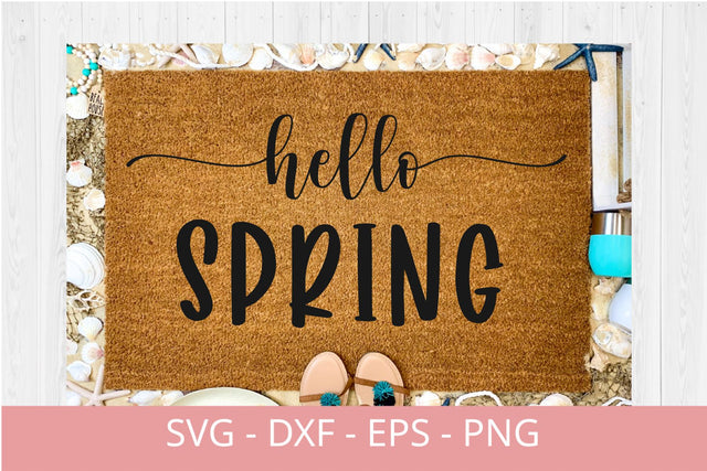 Hello Spring doormat svg, Hello svg | Doormat svg , Welcome svg , Front Door svg , Greeting svg , Home Decor svg , Spring SVG Chamsae Studio 