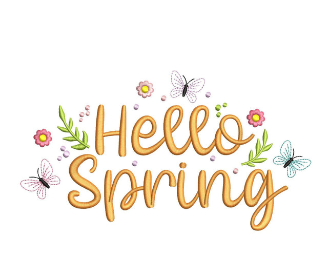 Hello Spring Embroidery Design, 3 sizes, Instant Download Embroidery/Applique DESIGNS Nino Nadaraia 