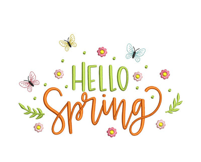 Hello Spring Embroidery Design, 3 sizes, Instant Download Embroidery/Applique DESIGNS Nino Nadaraia 