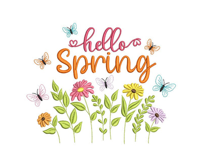 Hello Spring Embroidery Design, 4 sizes, Instant Download Embroidery/Applique DESIGNS Nino Nadaraia 