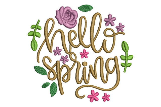 Hello Spring Embroidery Design, Instant Downlad Embroidery/Applique DESIGNS NextEmbroidery 
