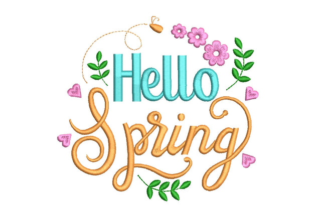 Hello Spring embroidery designs, holiday embroidery designs, 3 sizes, Instant download Embroidery/Applique DESIGNS ArtEMByNatalia 