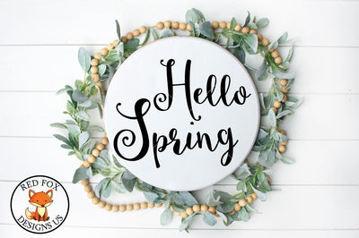 Hello Spring | Farmhouse Design | SVG PNG DXF SVG RedFoxDesignsUS 