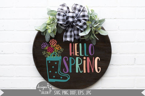 Hello Spring Floral Rain Boots SVG Designs by Jolein 