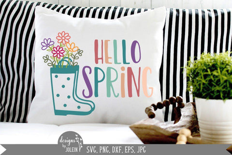 Hello Spring Floral Rain Boots SVG Designs by Jolein 
