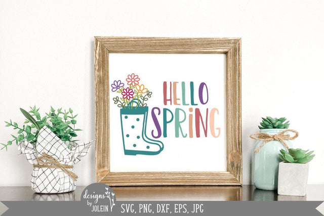 Hello Spring Floral Rain Boots SVG Designs by Jolein 