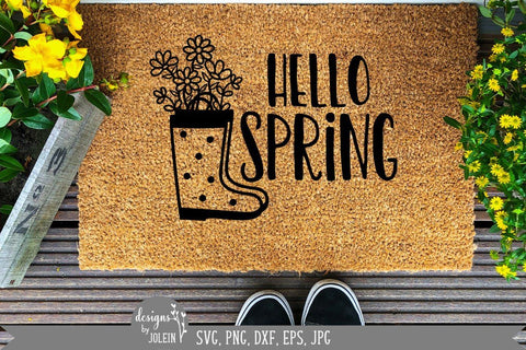 Hello Spring Floral Rain Boots SVG Designs by Jolein 