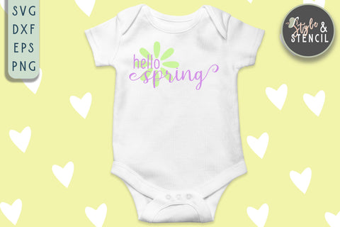 Hello Spring Flower SVG - PNG, DXF, EPS, SVG, Cut File SVG Style and Stencil 
