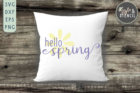 Hello Spring Flower SVG - PNG, DXF, EPS, SVG, Cut File SVG Style and Stencil 
