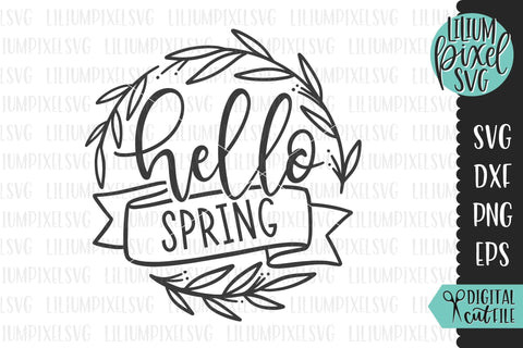 Hello Spring Leaf Frame SVG Lilium Pixel SVG 