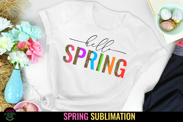 Hello Spring PNG I Spring Sublimation I Spring Quotes PNG Sublimation Happy Printables Club 