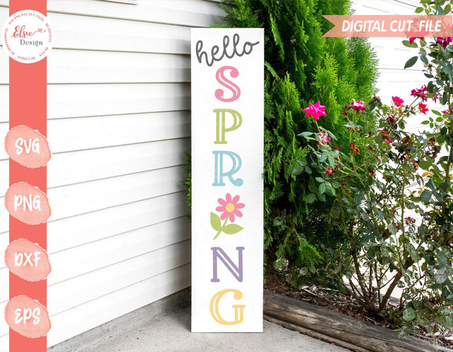 Hello Spring Porch Sign - SVG, PNG, DXF, EPS SVG Elsie Loves Design 