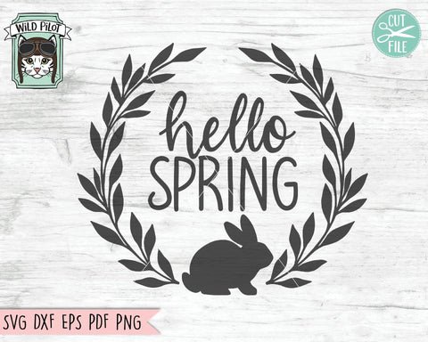 Hello Spring Rabbit Wreath SVG Cut File SVG Wild Pilot 