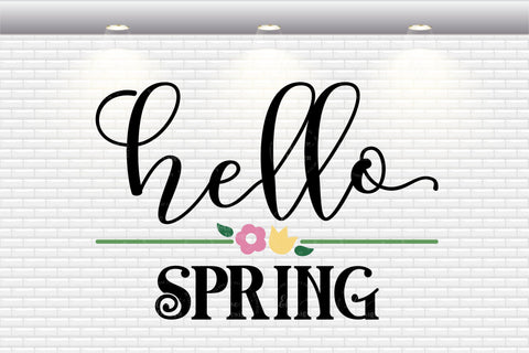 Hello Spring Round Sign - SVG, PNG, DXF, EPS SVG Elsie Loves Design 